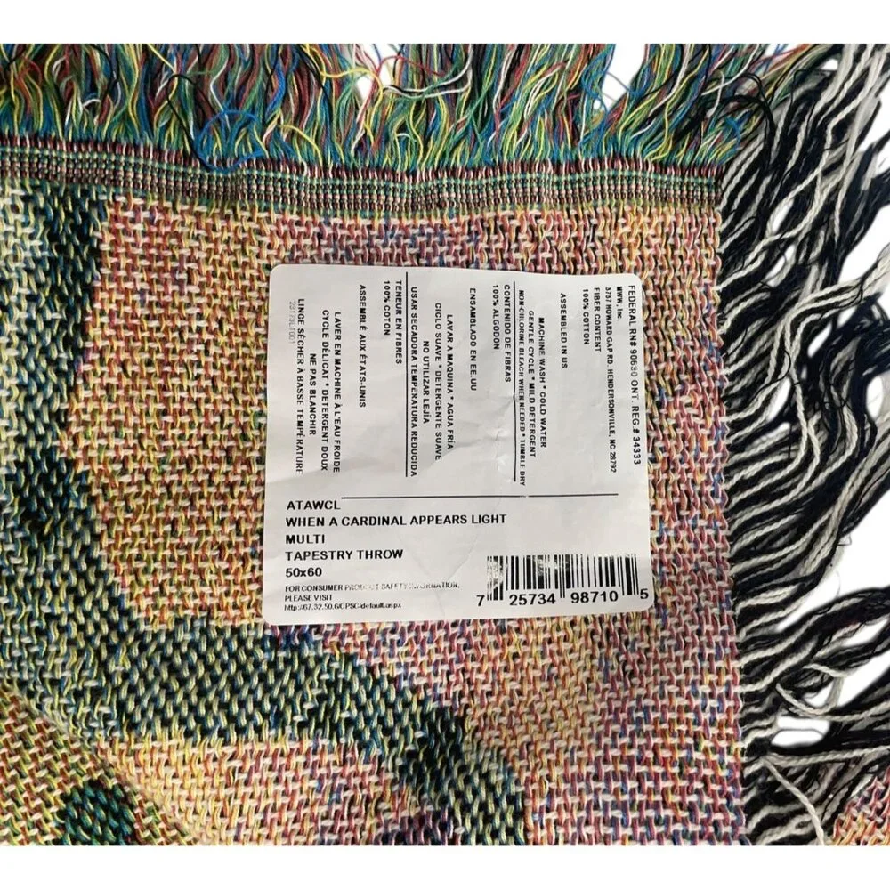 When a Cardinal Appears Tapestry Throw Blanket‎ 50x60 Multi-Color